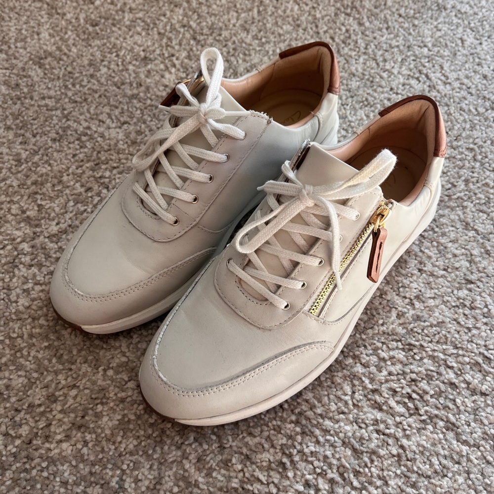 White and Tan Women’s Sneakers